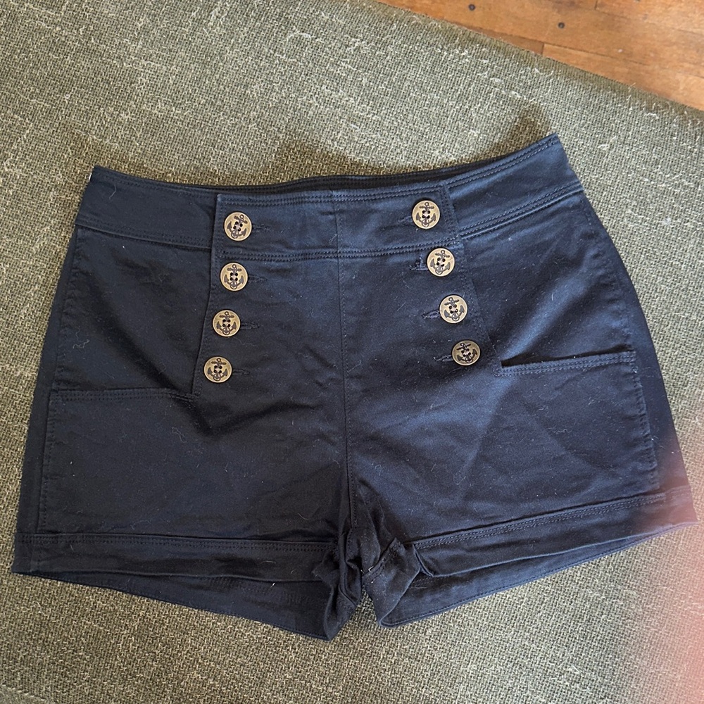 Black Button-Front Women's Shorts